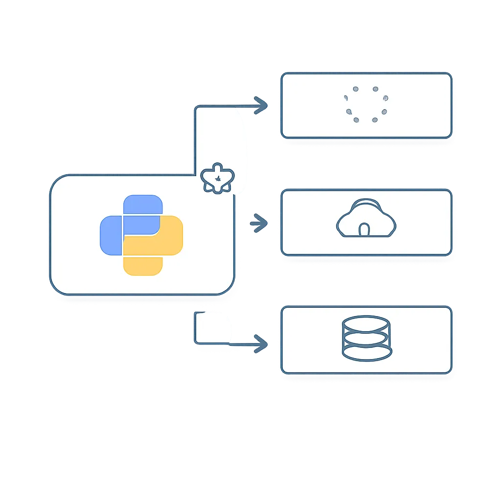 Ilustración técnica para: Paralelismo Inteligente en Python: Acelerando Tareas de IA con `concurrent.futures`
