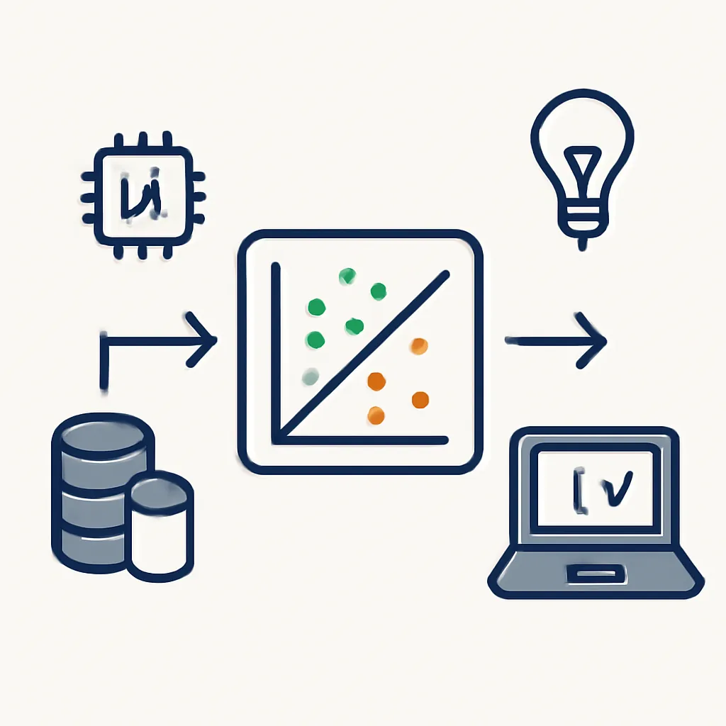 Ilustración técnica para: Regresión Logística con Scikit-learn: Tu Primer Clasificador Explicado Paso a Paso